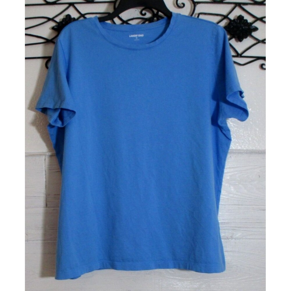 Land's End Women's Top Size XL Short Sleeve Blue Round Neck